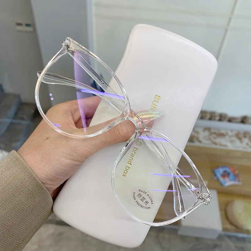 

Plain Glass Anti Blue Light Round Transparent Glasses Frame Optical Spectacle Eyeglass