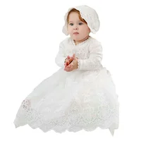 

High quality Newborn baby Girl baptism costume christening blessing gown Party Wedding dress Birthday Party Clothing long sleeve