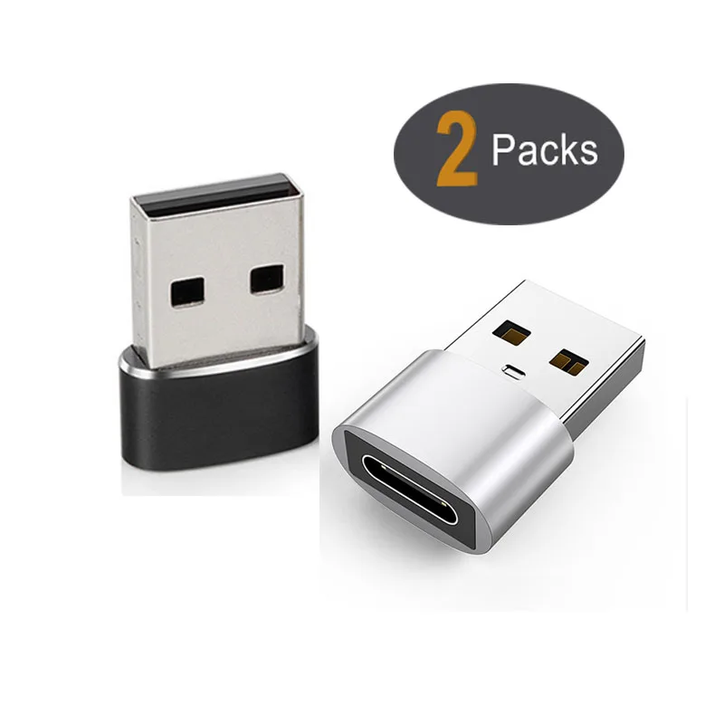 

Otg Usb Type C Female Connector To Usb 3.0 Type A Male Charge Sync Data Adapter, Silver/black
