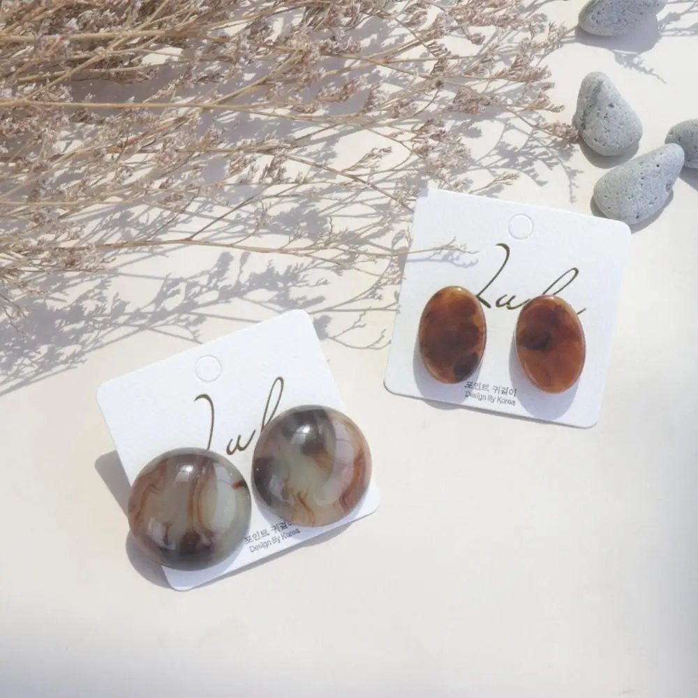 

Fashion Acetate Stud Earrings Round Oval Grey Tortoise Shell Acetate Resin Earrings Jewelry Gifts, Gray