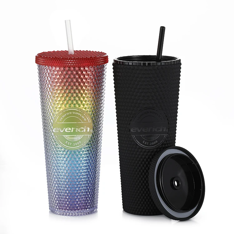

everich free sample Acrylic skinny tumbler with straw 16oz double wall acrylic tumbler cups insulated plastic water cup, Customized color acceptable
