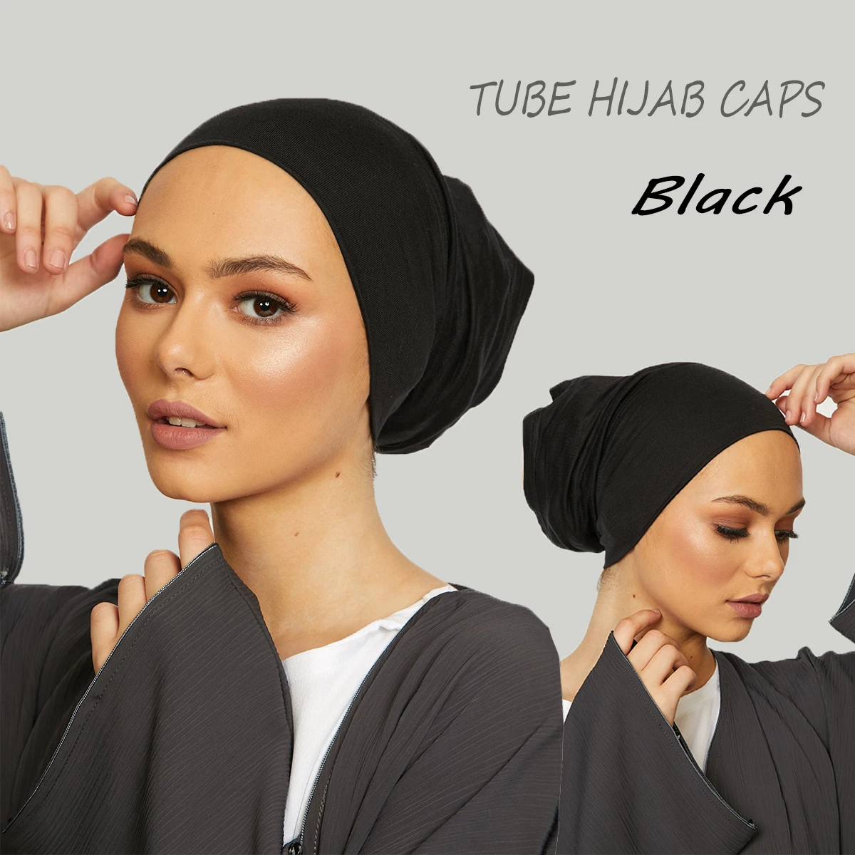 Muslim  High-quality Material Elasticity Turban Premium Chiffon Hijab Khimar With Colors Matching Satin Cotton Inner Sets Caps