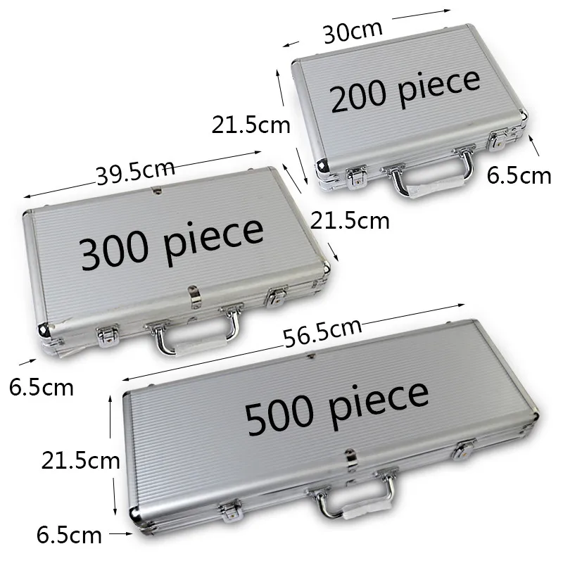 

Hot Size of 300 pcs Poker Chips Capacity Suitcase Black Jack Container Case/Box Aluminum Suitcase, Silver/black