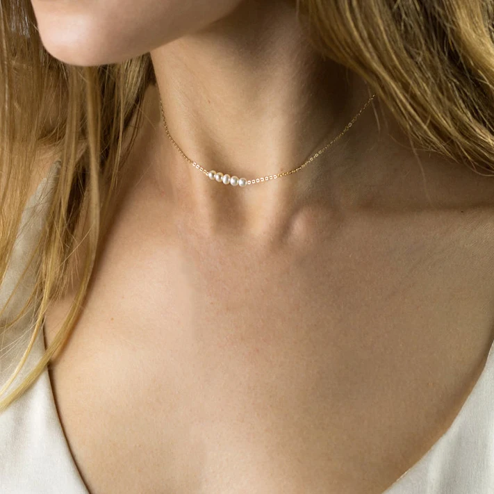 Imitation Pearl Necklace Minimalist Stainless Steel Necklace for Womens Accessories 2021 Trendy Jewelry Beads Choker Charm