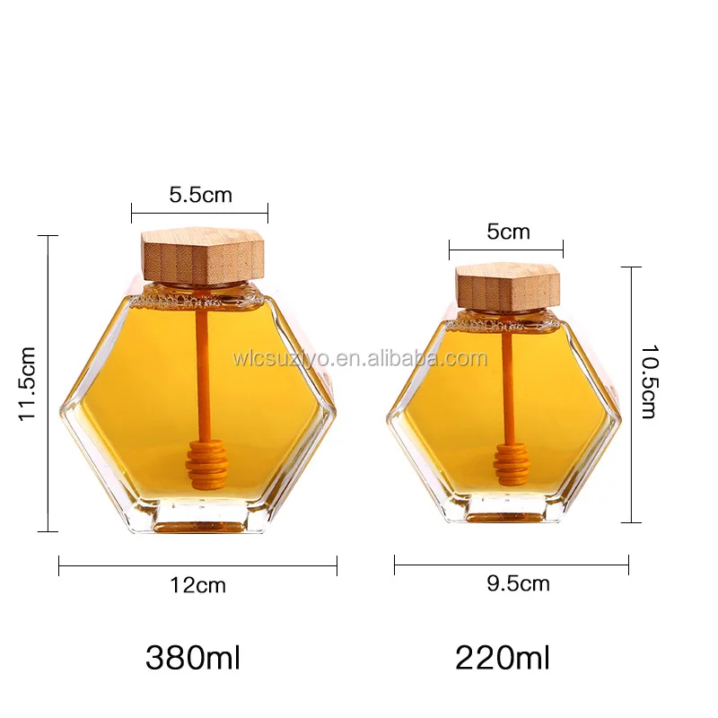 

Kitchen Accessories 380ml Flat Airtight Sealed Vegetable Jam Cubilose Honey Food Container Glass Jars Bottle With Wooden Lid, Primary color