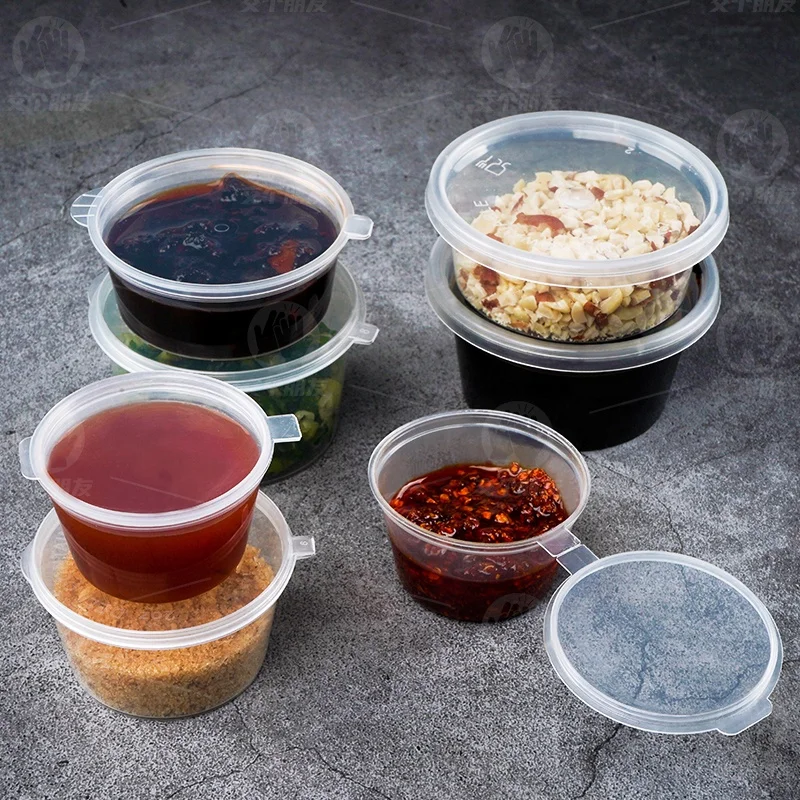 

plastic pp take away sauce packing 4 oz portion 2 oz plastic cups dipping container with lids for dressing packing