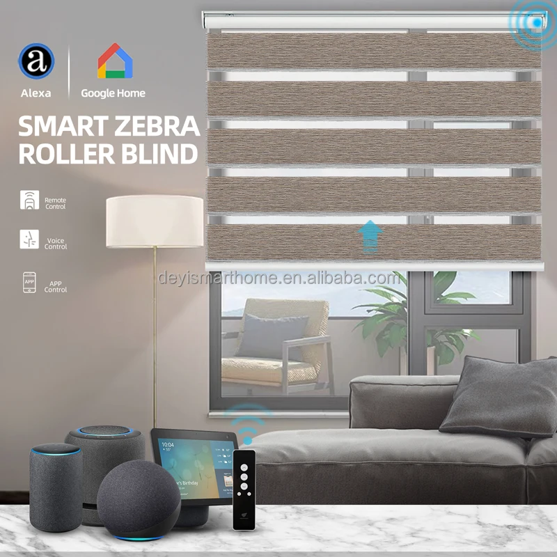 

Deyi Google Home Alexa Smart Blackout Zebra Fabric for Motorized Roller Blind Indoor, Customized color