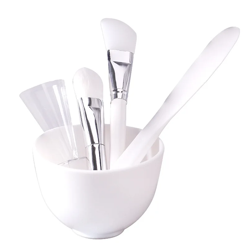 

Wholesale DIY Facial Bowl Set 5PCS Clay Mixing Kit with Brushes and Bowl silicone mask applicators Cosmetic Tools Custom logo, White