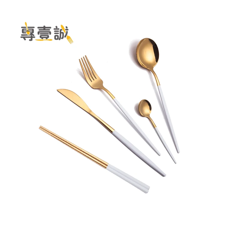 

18/10 Stainless Steel Gold Cutlery Set Spoon Fork And KnifeWedding Cutlery Flatware