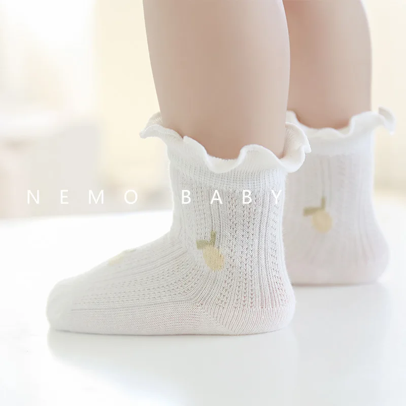 

New Baby Socks Summer Thin Mesh Newborn Baby Socks Combed Cotton Floral Children's Socks