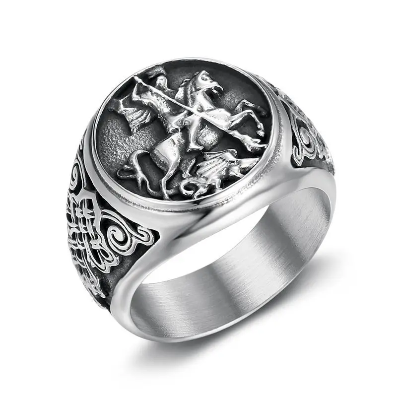 Men's Retro Styling Gold Plated Stainless Steel Classic Ring for Party or Gift Fashion Jewelry