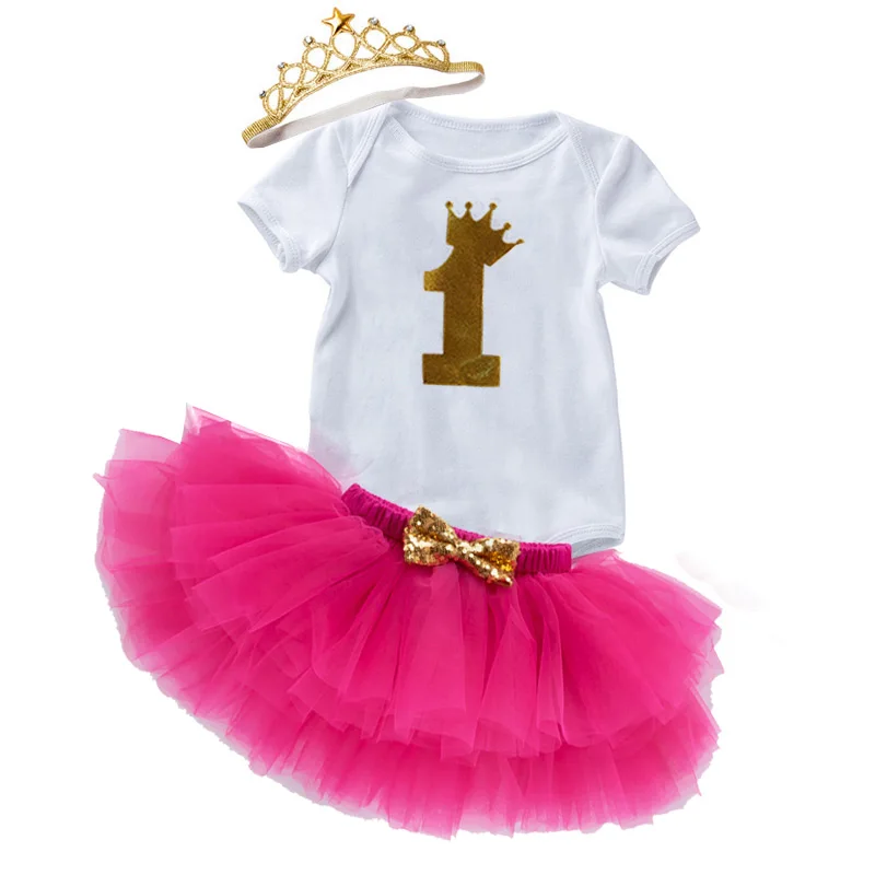 

New Product 2021 Birthday Party Toddler Baby Kid Girls Clothing 1st TUtu Outfits Birthday DGRT-175