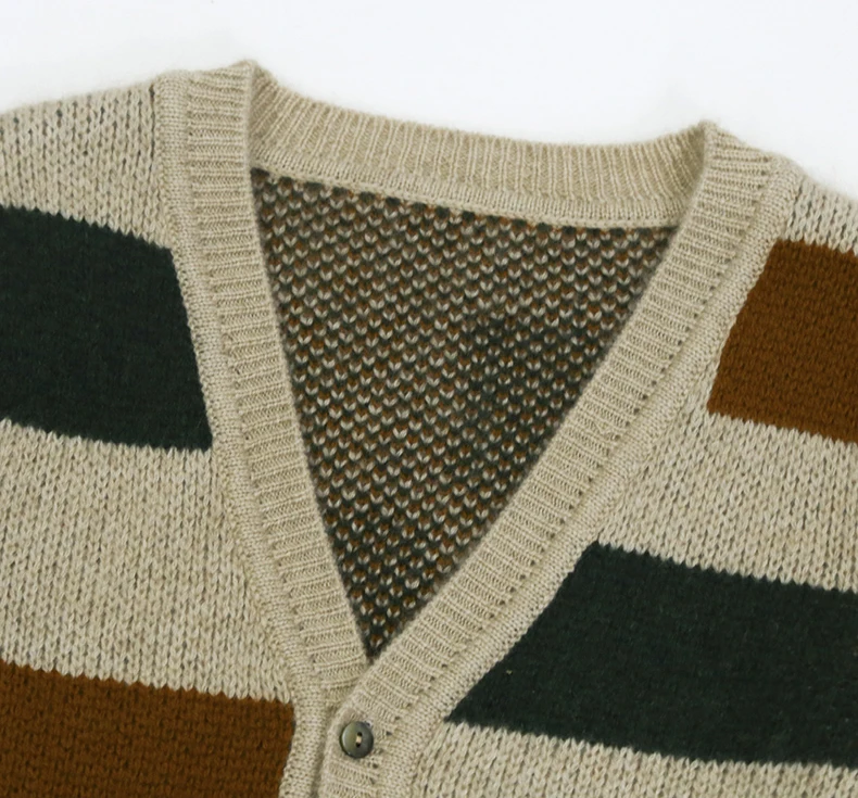 Latest Custom Jacquard Sweater 100 Merino Wool V Neck Cardigan Sweater