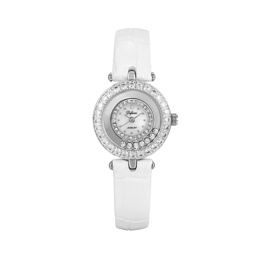 

watch-4 xuping Chinese watchband White leather strap fashionable new ladies watch White gold plated
