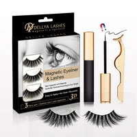 

3d magnetic eyeliner and eyelashes with tweezers private label 6 magnets natural false mink magnetic eyelashes
