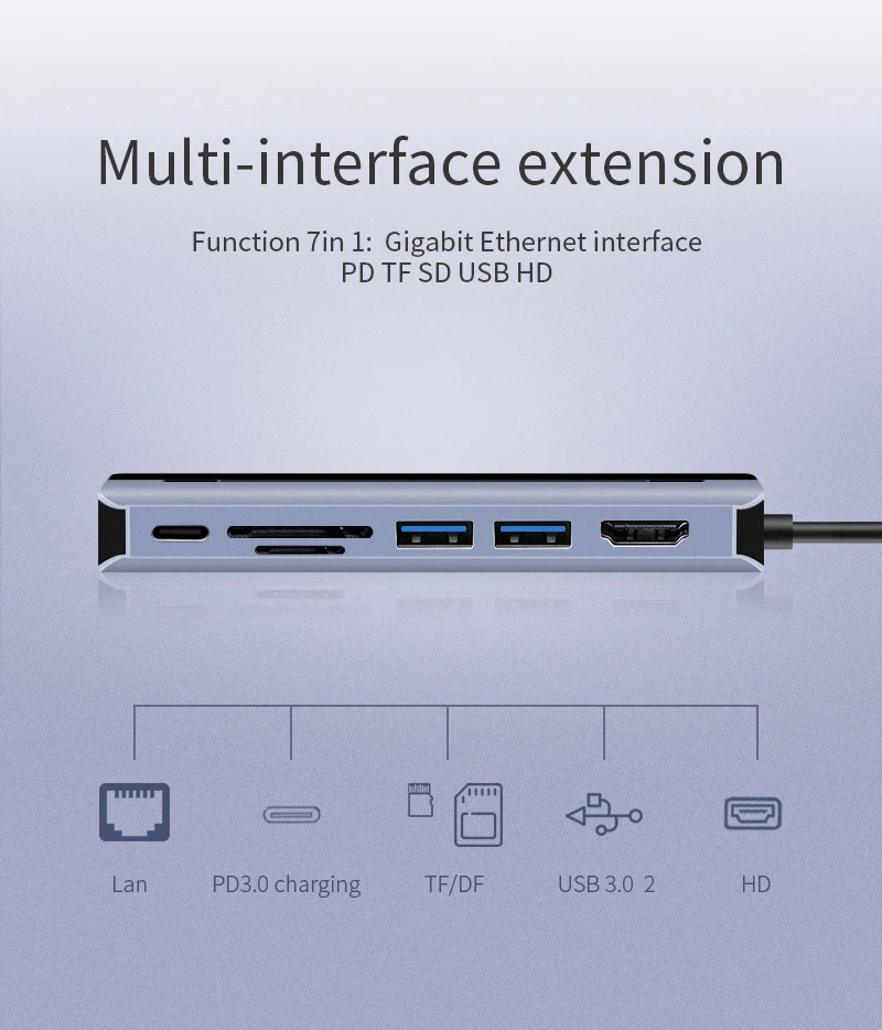 2019 portable aluminum alloy 3-port USB hub usb c hub with type-c interface