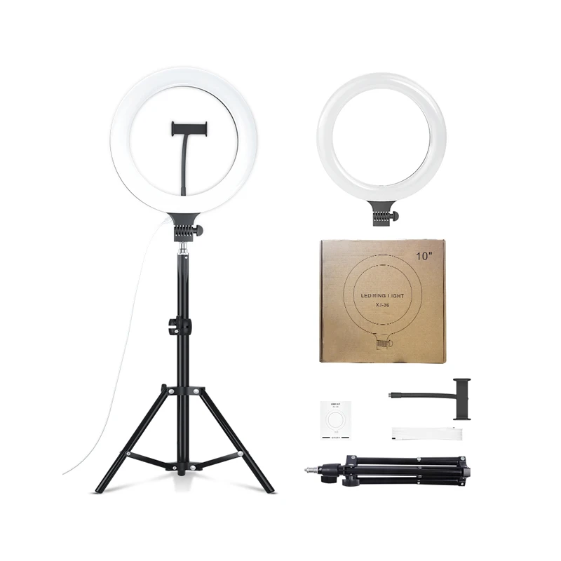 

aro selfie led ring light with tripod stand and phone holder 10 inch, Black