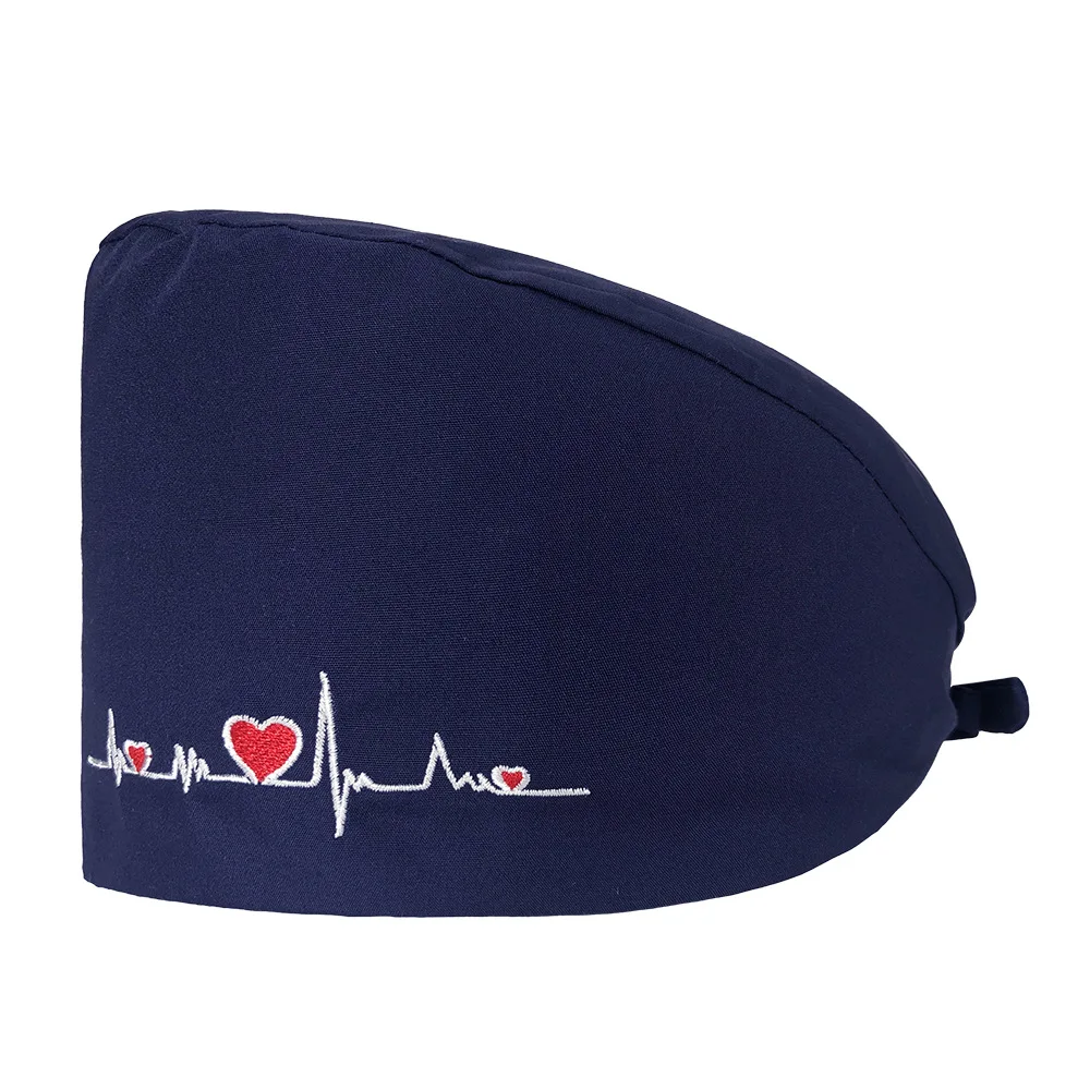 

Printing solid color thin work gourd men and women breathable Printed medical uniform scrub hat with button nurses hats, Picture