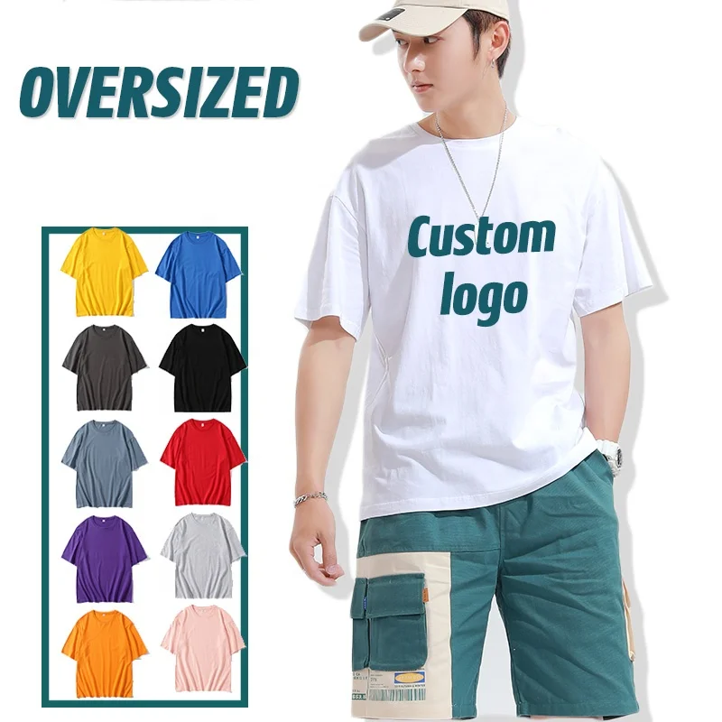

2021 Fashion Oversize Heavy Thick 210gsm Printed Logo Hip Cotton Tee OEM Men Street Cool Style Big oversized t Shirt, Customized color
