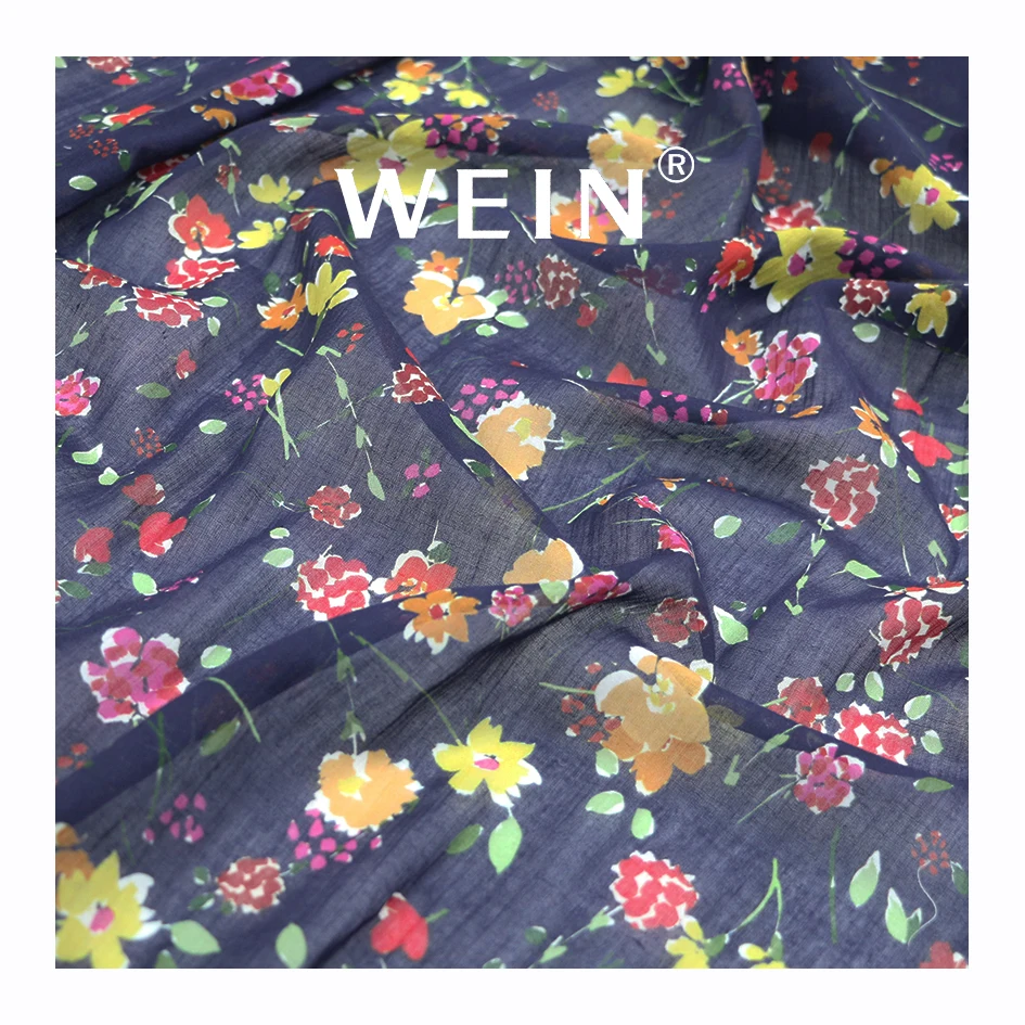 

WI-R21 hot selling 57/58" liberty flower digital printed Cotton Voile Fabric Textile Swiss Cotton Voile Fabric for clothing