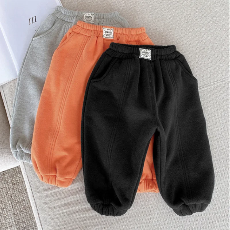 

Fashion Baby Boy Girl Casual Pant Loose Warm Fleece Lining Infant Toddler Child Sport Winter Trousers jogger pant Cotton 1-8Y