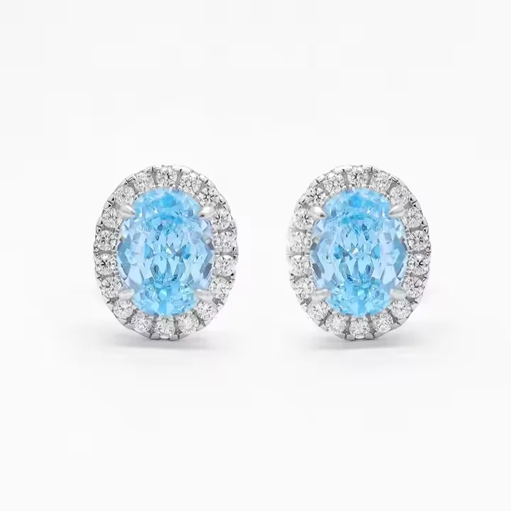 Hot Sale Luxury 925 Sterling Silver Glacier Blue Zircon Earrings Customizable Women's Jewelry Set for Weddings