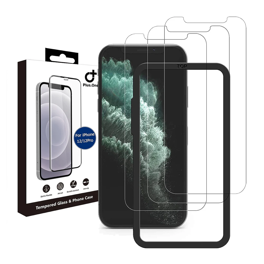 3 Pack Screen Protector Easy Installation Frame Mobile Tempered Glass For Iphone 12 Pro Max