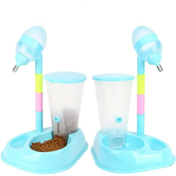 

Latest Design Adjustable Heigh Automatic Pet Food Dispenser Bowl With Drinking Pot, Pink,blue,green,yellow,orange