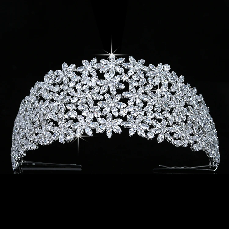 Crown Headband Flowers Design Temperament Women Wedding Bridal Hair Accessories Party Tiaras and Crowns Zircon BC5460 Corona