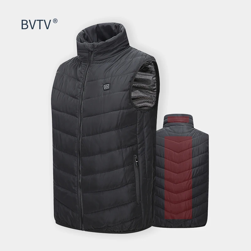 Winter Warm Windproof Far Infrared 5V USB Black Smart Heating Vest For Men