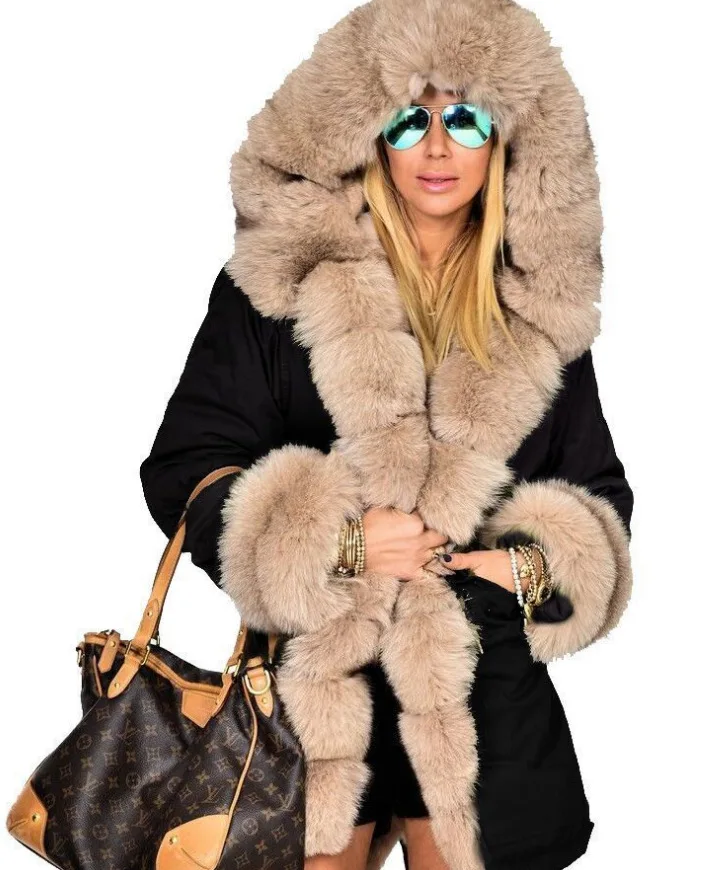 

2021 New arrivals winter various color jacket plus size keep warm hooded plush fluff women's faux fur coat