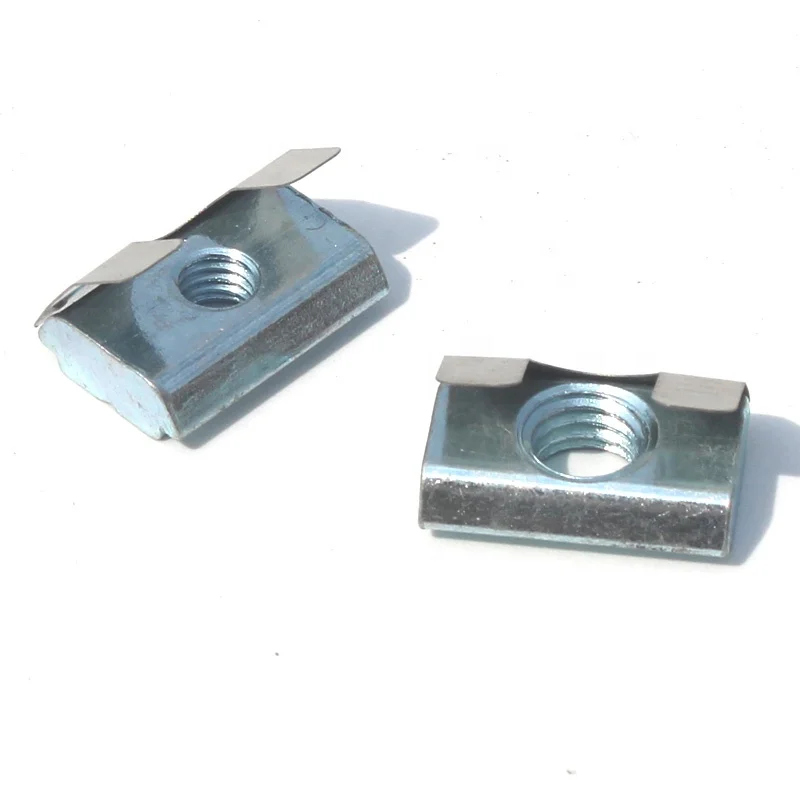 

Good Quality 3030 Series Universal Aluminum Profile Fastener M5 M6 M8 Roll-in Spring Leaf T Slot Nuts