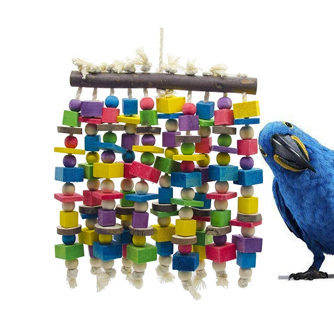 

Good Selling Custom Cockatoo Toys Chew Aggressive Chewers Large Breed Birds Toysrd 2021 Eco-Friendly Wooden Bird Perch Toy