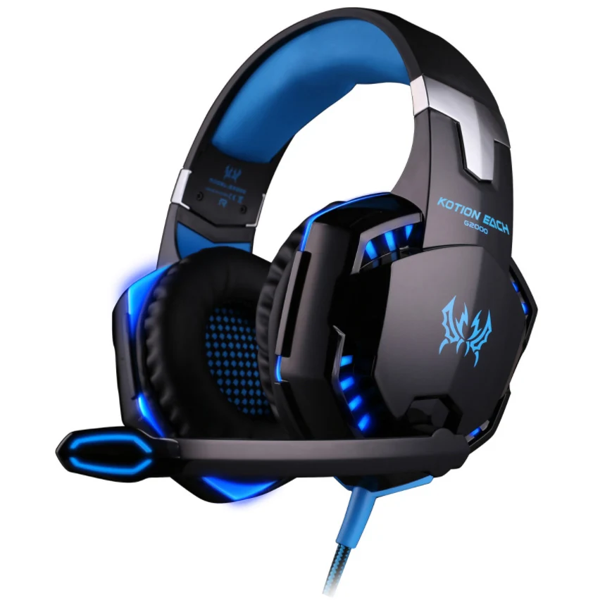 

20120 hot sale cheap USB cable gaming headphone mic earphone with LED light