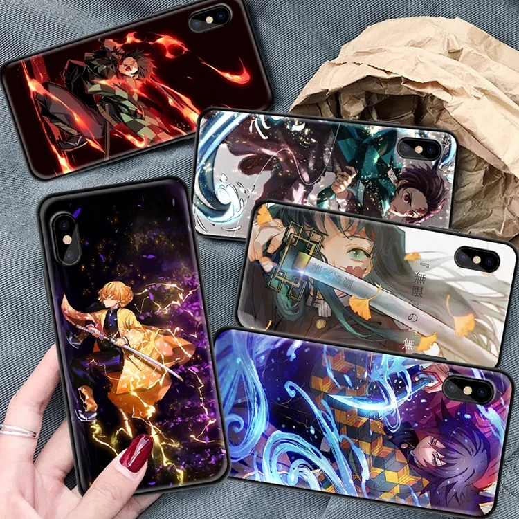 

Multi Designs Custom Cartoon Tempered Glass Case Soft Tpu Back Cover Anime Mobile Phone Cases For Fans Of Anime As Gift, Customized