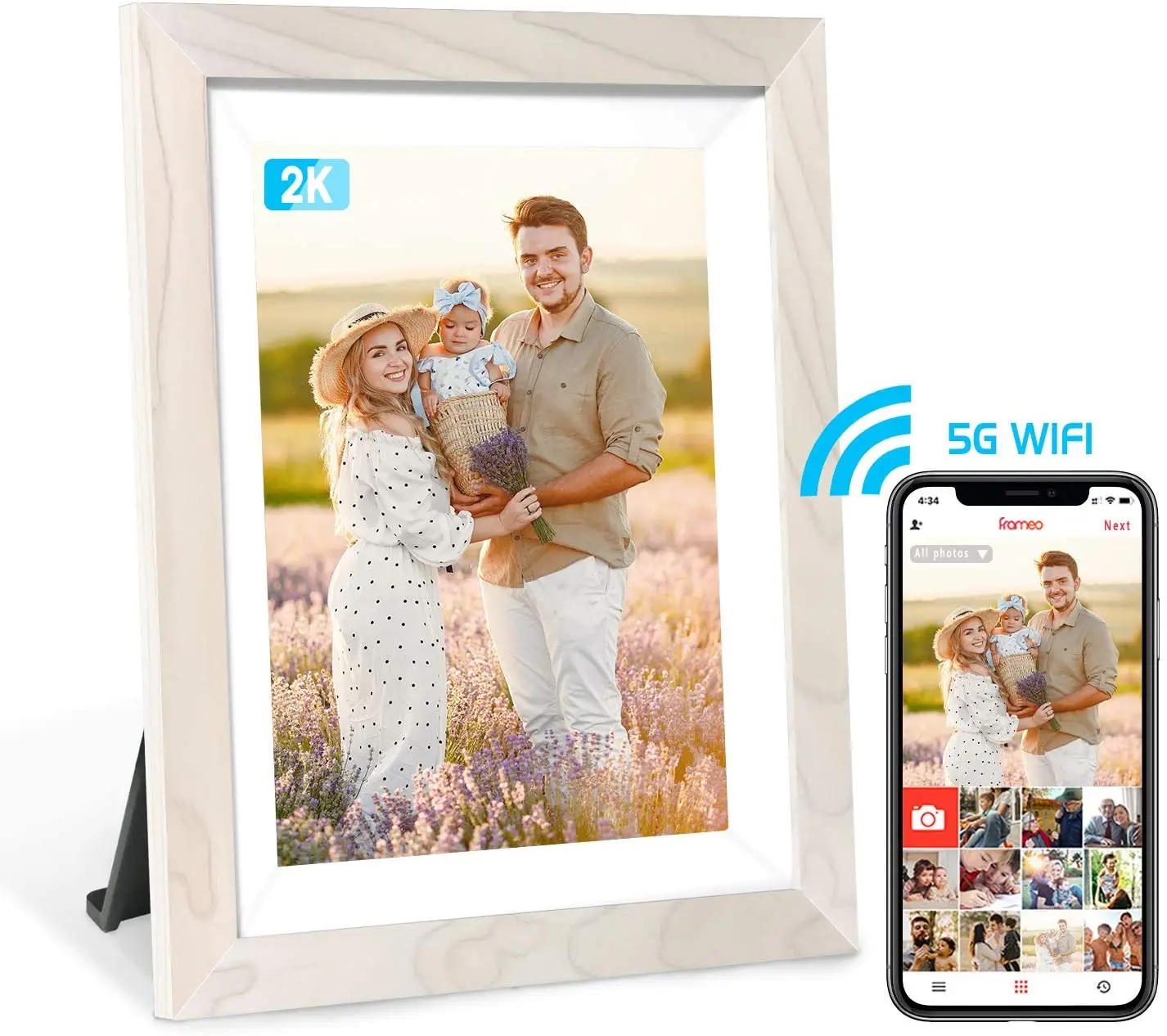 

Share Photos via Frameo/Email/Cloud/USB /TF Card 9.7" IPS 2K TOUCH SCREEN HDMI Auto-Rotate Wifi Digital Photo picture Frames