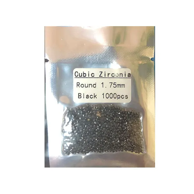 

Synthetic small size 1.75mm black round shape cz 3A cubic zirconia stones 1000pcs/pack