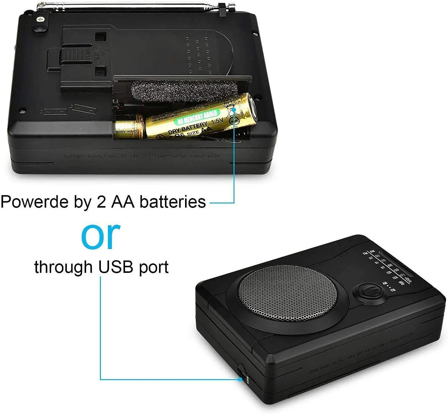 
Cassette Player Personal Audio Recorder Built-in Speaker, Radio Recording Cassette Tape to Digital MP3 Converter FM/AM function 