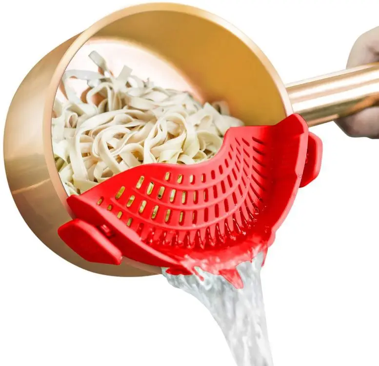 

Kitchen Gizmo Snap N Strain Strainer Clip On Silicone Pasta Food Colander Fits All Pots And Bowls