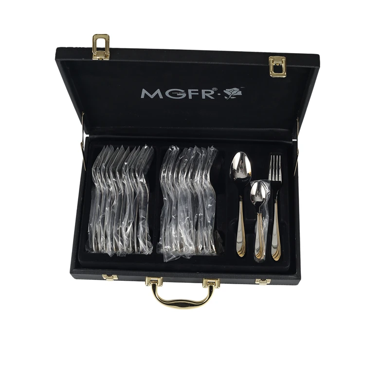 

High-end Gilded Stainless Steel Hotel Luxury Cutlery Set Exquisite Western Food Kitchen Set Knives Spoons Forks