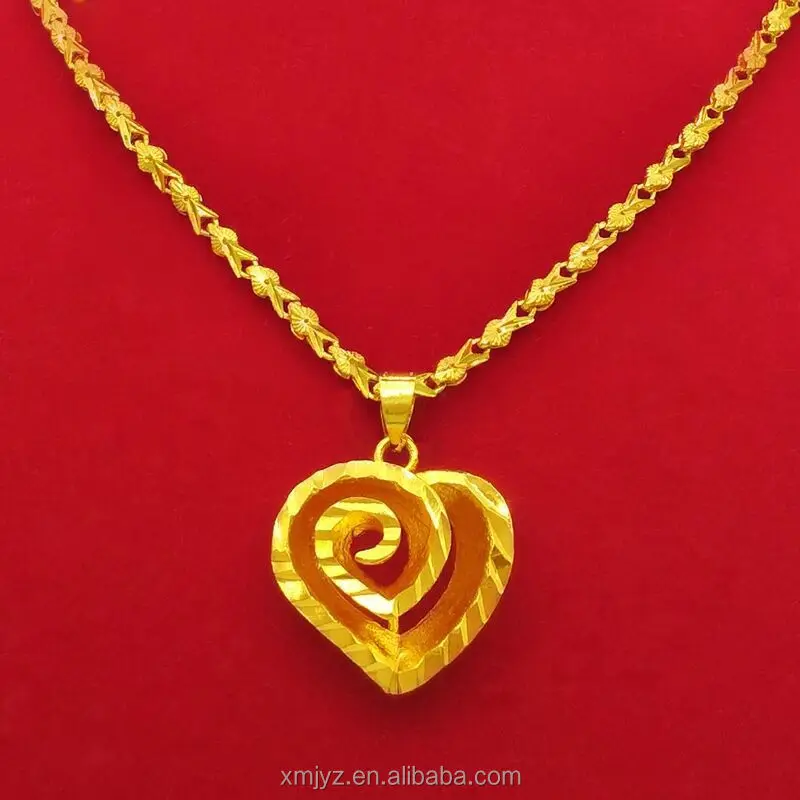 

Gold Plated Heart Pendant Japanese And Korean Peach Necklace Alluvial Gold Women's Jewelry With Collarbone Chain