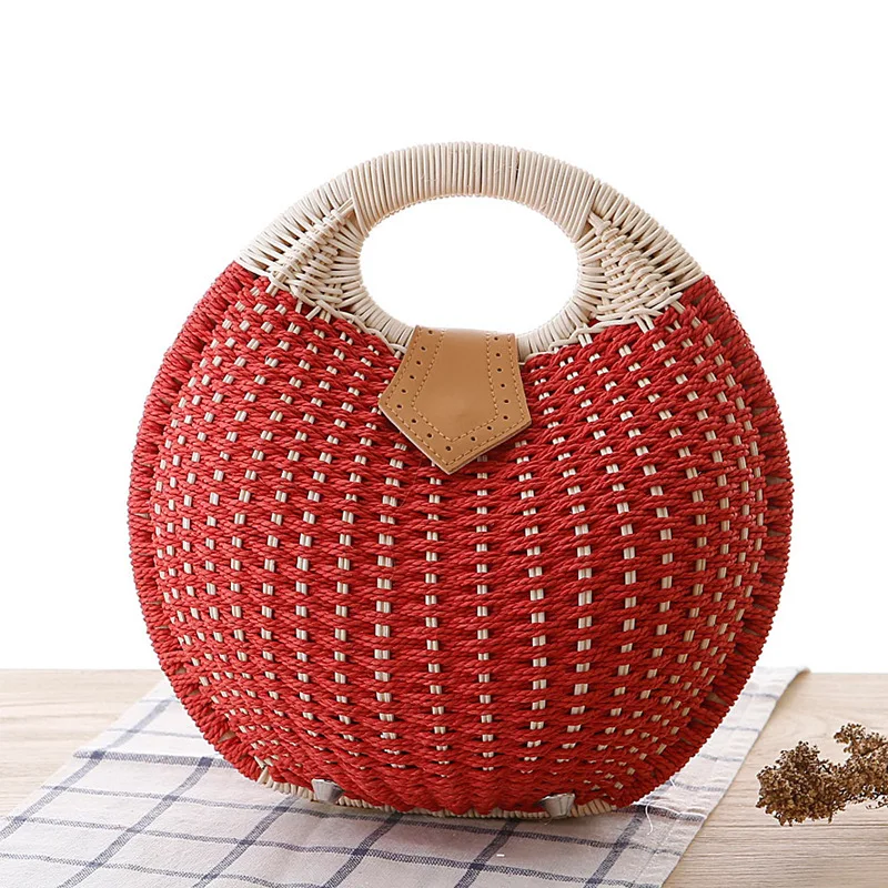 

Factory Supplier New Style Fashion Simple Cute Shell Swagger Beach Hot Handle Straw Bags