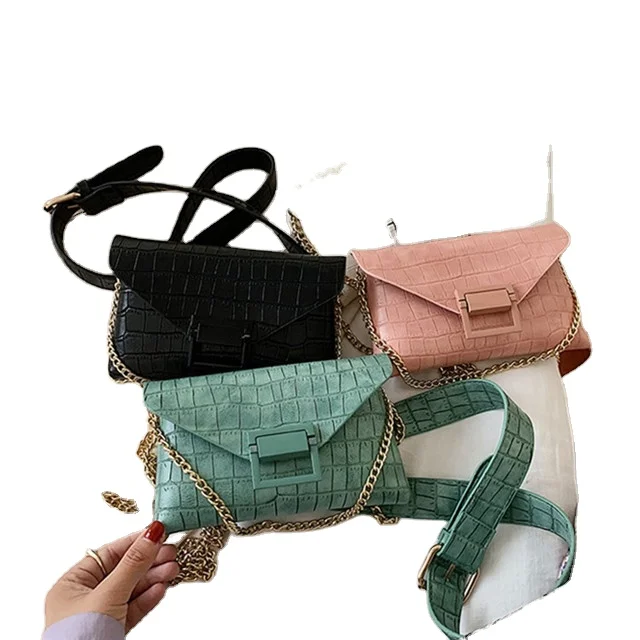 

High Quality daily Saddle bag with stone pattern shoulder bag leather PU flap chest fanny pack purse handbags bags for women, Customized color