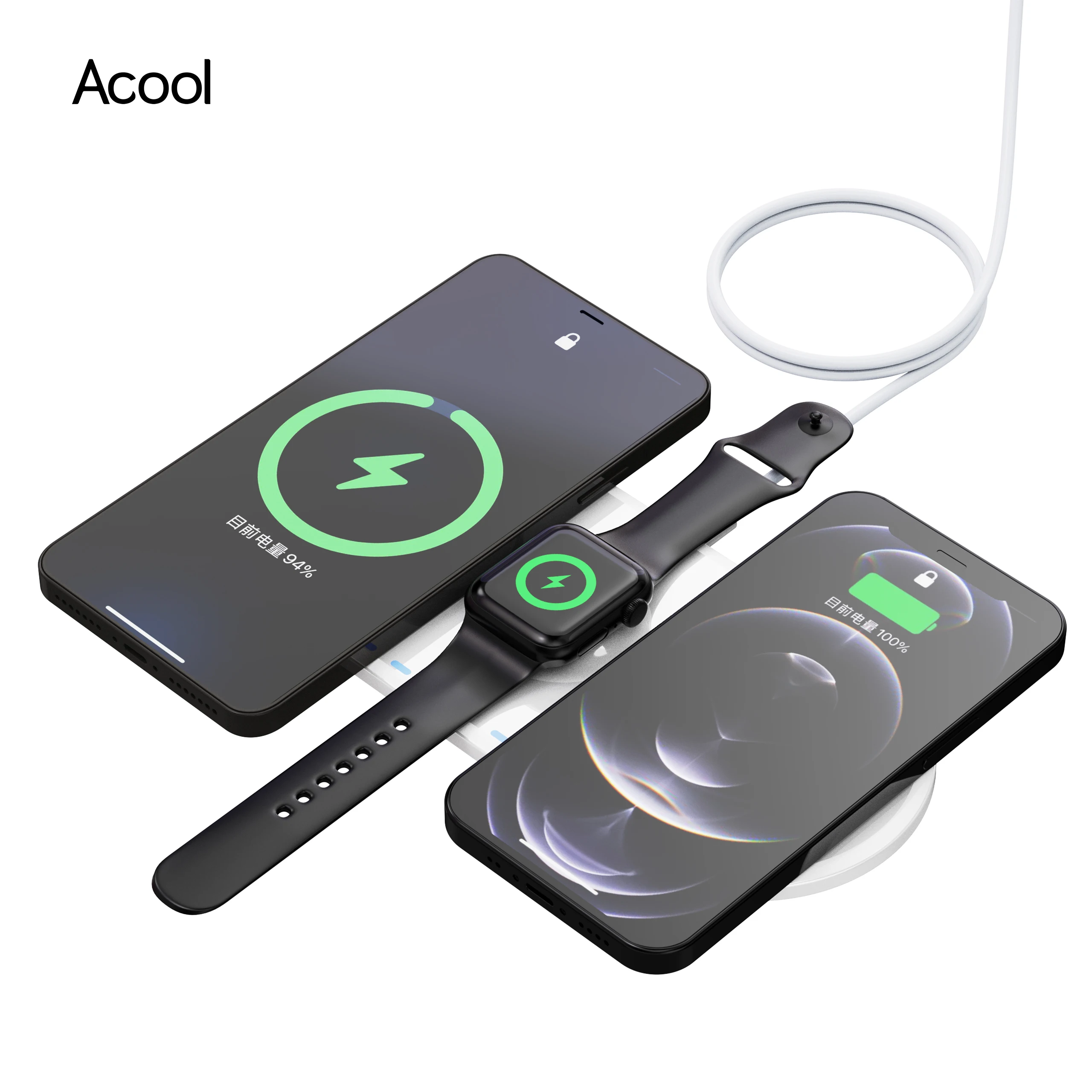 

Magnetic QI Mag-safe Wireless Charger Dock Charging Station 15W Air-power 3 in 1 Wireless Charger For Phone Earphone and Watch