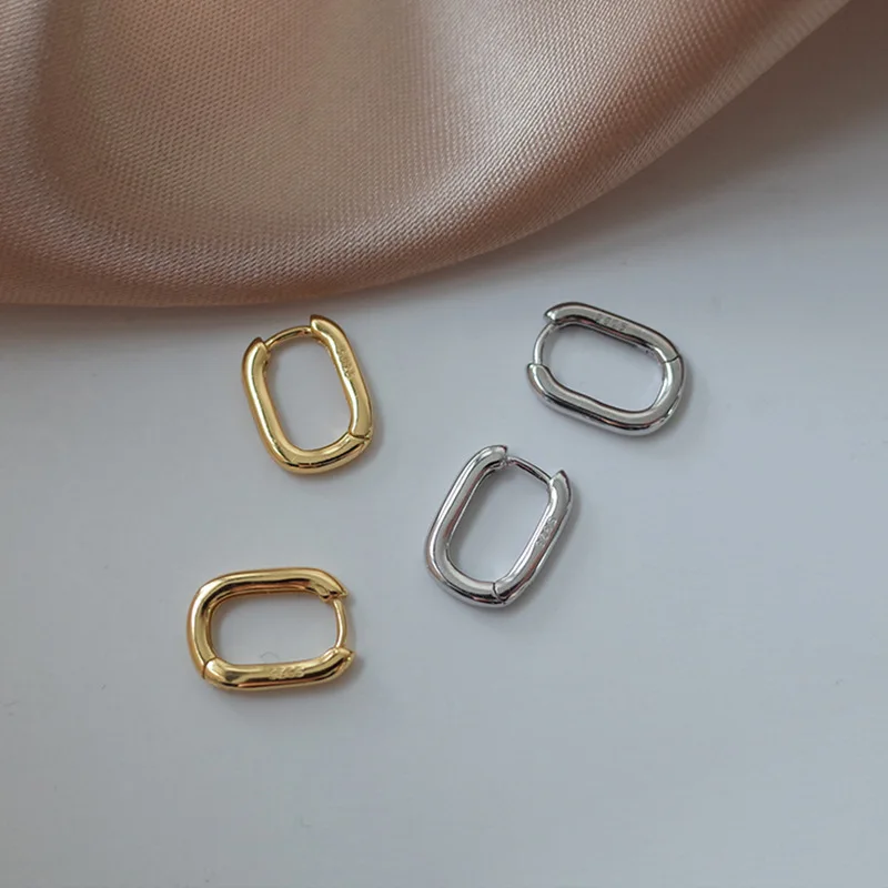 

JUHU 2021 accessories stylish earring geometric INS versatile simple rectangle drop earring rectangle stud earrings for women, Gold/silver