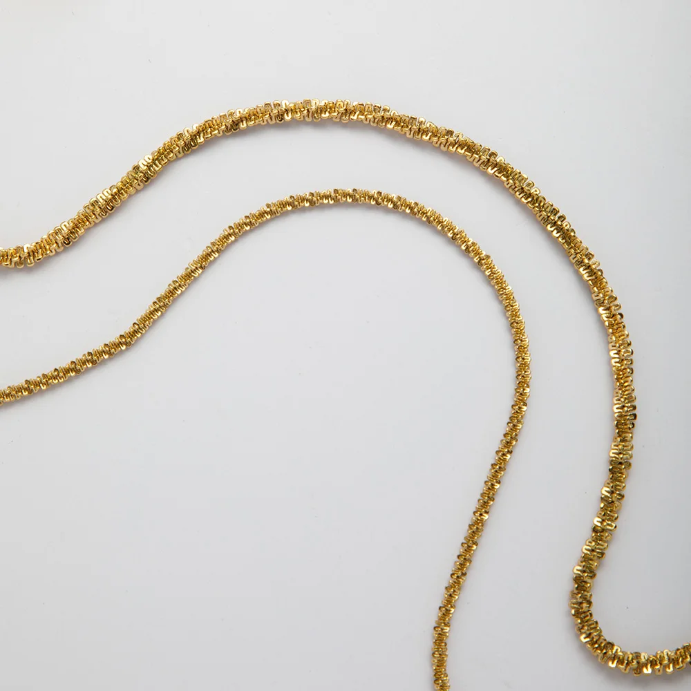 YF3668 Waterproof 18k Gold Plated Jewelry Shiny Twisted Necklaces Tarnish Free Stainless Steel 4mm Bouquet Chain Necklace