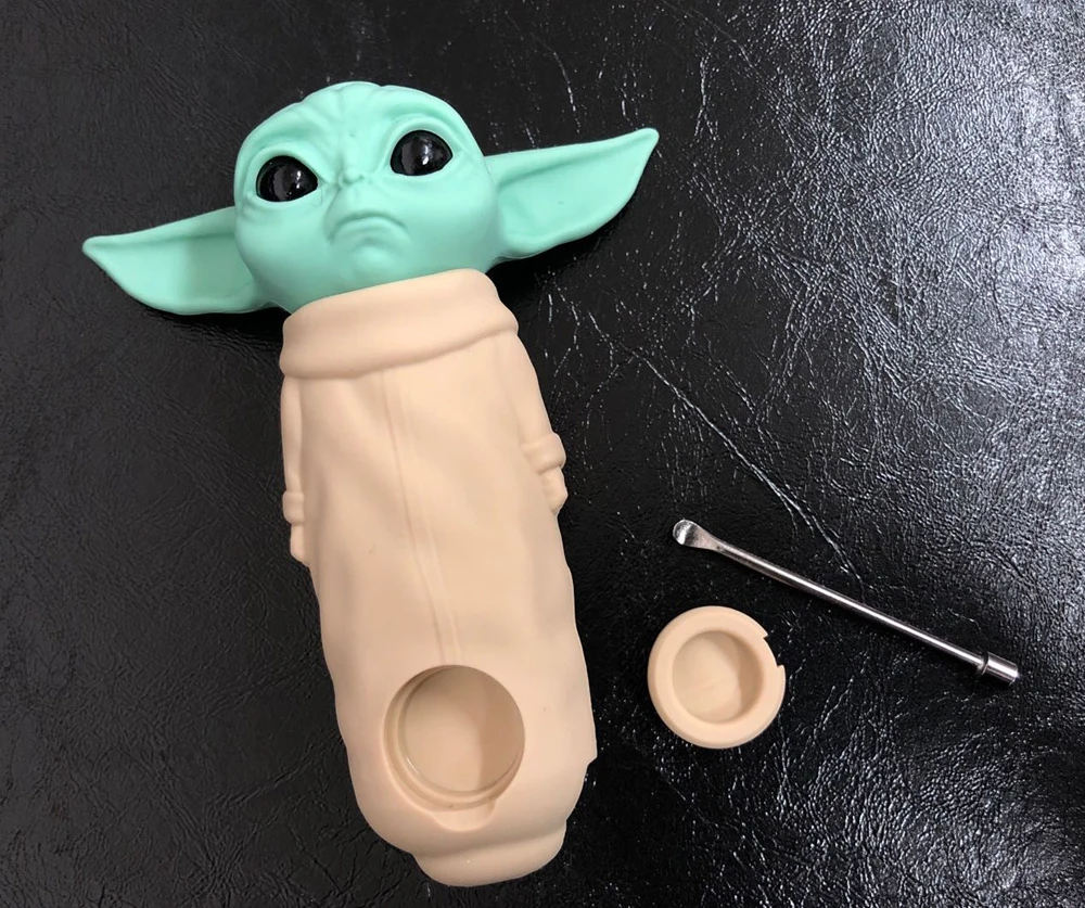 

Baby Yoda Pipe Grogu Silicone Unbreakable Smoke Piece Smoking Glass Bowl Tobacco Cool Star Wars