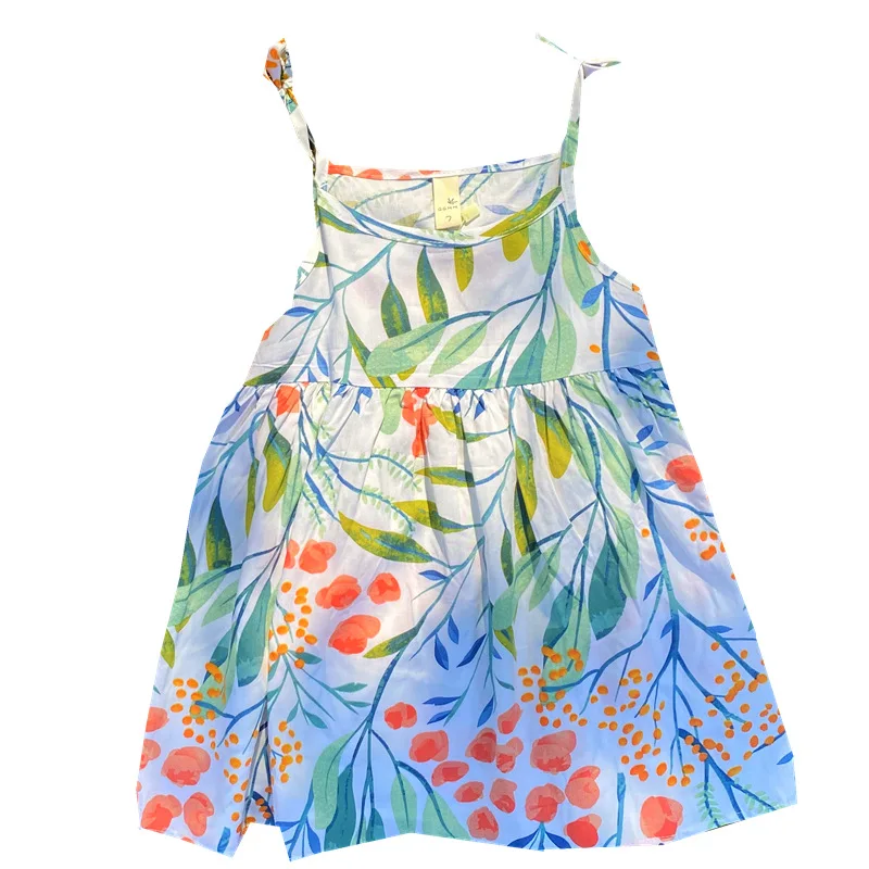 

Girls dress summer cotton suspender skirt girl nightdress children beach skirt