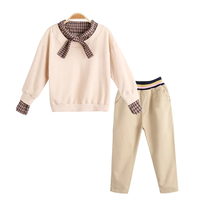 

New medium and big kids fashion children's solid color sweater suit