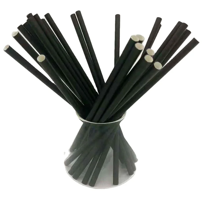 

Food Grade Wulian Individually Biodegradable Wrapped Paper Straws 8mm*200mm, Black,white,red,green,pink etc different color